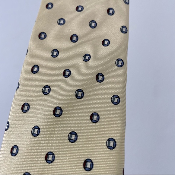 Christian Dior Vintage Silk Tie Yellow Made USA Fabric Woven In Italy - Picture 3 of 3